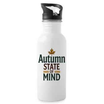 Autumn State of Mind - Herbst Spruch - Water bottle with straw - white - Right