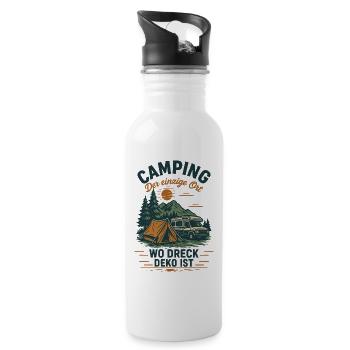 Camping the only place where dirt decoration is funnier - Water bottle with straw - white - Right