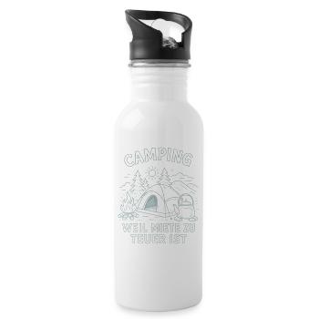 Camping Weil Miete Zu Teuer Ist Abenteuer Natur - Trinkflasche mit integriertem Trinkhalm - Weiß - Rechts