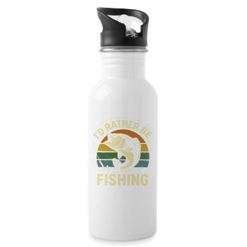Angler Fish with Humor Saying - Water bottle with straw - white - Right
