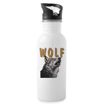 Wolf - Water bottle with straw - white - Right