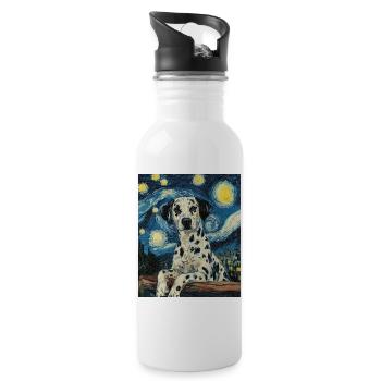 Chien Dalmatien Style Van Gogh Étoilé - Gourde avec paille intégrée - blanc - Droite