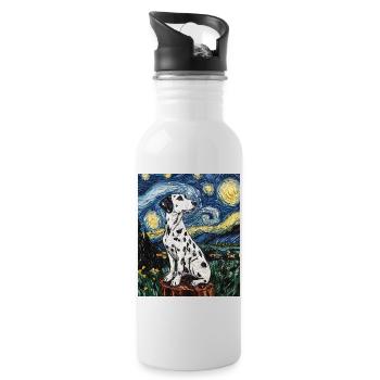 Chien Dalmatien Style Van Gogh Étoilé - Gourde avec paille intégrée - blanc - Droite
