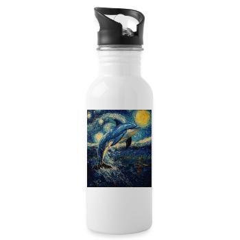 Delfin Van Gogh Style Starry - Water bottle with straw - white - Right
