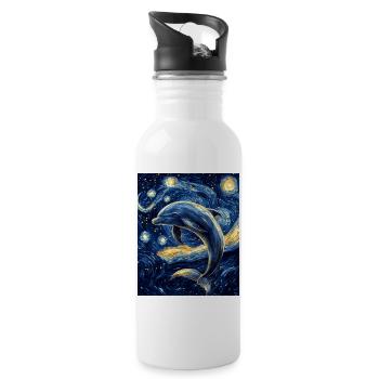 Delfin Van Gogh Style Starry - Water bottle with straw - white - Right