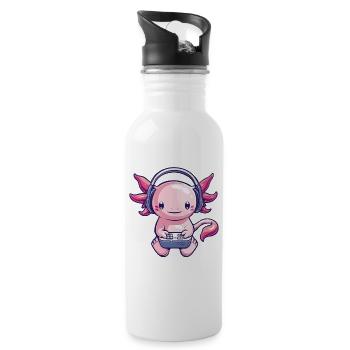 Creative Axolotl gaming - Water bottle with straw - white - Right
