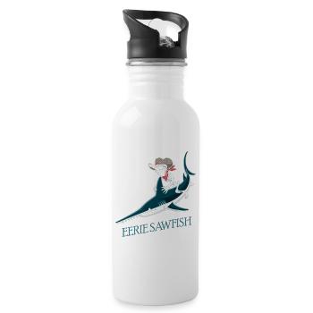 Skeleton cowboy on sawfish - Water bottle with straw - white - Right