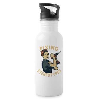 Stereotypen Brechen Mit Humor - Trinkflasche mit integriertem Trinkhalm - Weiß - Rechts