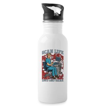 Sonographer Scan Life Loud And Clear Ultrasound - Trinkflasche mit integriertem Trinkhalm - Weiß - Rechts