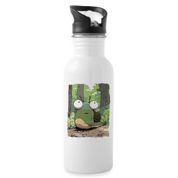 Comic-Schnecke mit großen Augen im Wald - Trinkflasche mit integriertem Trinkhalm - Weiß - Rechts