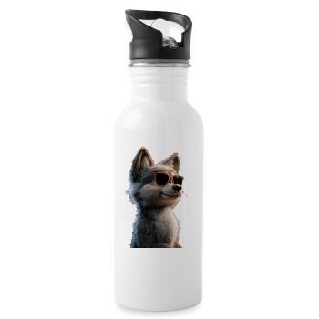 Wolf Love Wolves Wolf Pack Wolfhound Wild Wolf - Water bottle with straw - white - Right