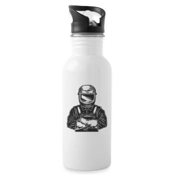 Welder with helmet - Water bottle with straw - white - Right