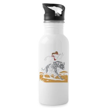 Skelett auf Hyäne im Wildwest-Stil - Trinkflasche mit integriertem Trinkhalm - Weiß - Rechts
