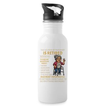 Retirement for Men women – Retired Rente - Trinkflasche mit integriertem Trinkhalm - Weiß - Rechts