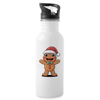 Christmas Frog Winter Cartoon - Trinkflasche mit integriertem Trinkhalm - Weiß - Rechts