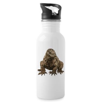 Realistic Komodo Dragon Illustration - Water bottle with straw - white - Right