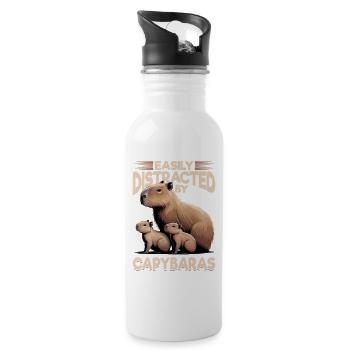 Funny aesthetic Kawaii Capybara - Trinkflasche mit integriertem Trinkhalm - Weiß - Rechts