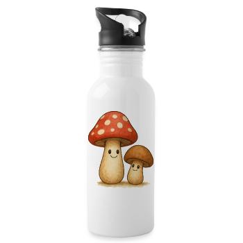 Playful mushroom motifs for children and nature fans - Water bottle with straw - white - Right