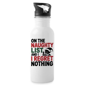 Freche Liste Weihnachten T-Shirt - Trinkflasche mit integriertem Trinkhalm - Weiß - Rechts