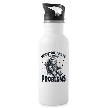 Houston I Have So Many Problems Funny Space Cat - Water bottle with straw - white - Right