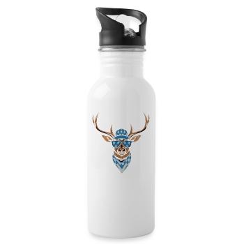 bayern_servus_hirsch9 - Water bottle with straw - white - Right