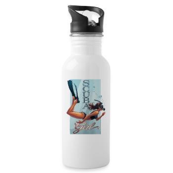 Scuba Girl Taucherin Design - Trinkflasche mit integriertem Trinkhalm - Weiß - Rechts