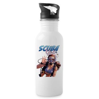 Scuba Girl Taucherin Design - Trinkflasche mit integriertem Trinkhalm - Weiß - Rechts