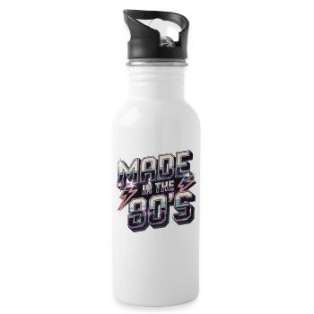 Hergestellt In Den 80er Jahren Retro Blitz - Trinkflasche mit integriertem Trinkhalm - Weiß - Rechts