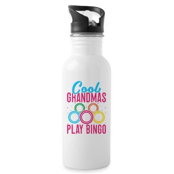 Bingo Game Cool Grandmas Play Bingo - Water bottle with straw - white - Right
