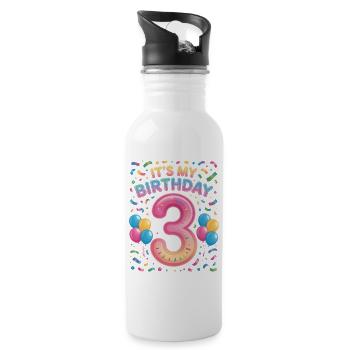 It's My Birthday Kids Birthday 3 Years Girl - Water bottle with straw - white - Right
