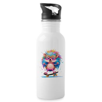 Colorful Skate Hedgehog - Water bottle with straw - white - Right