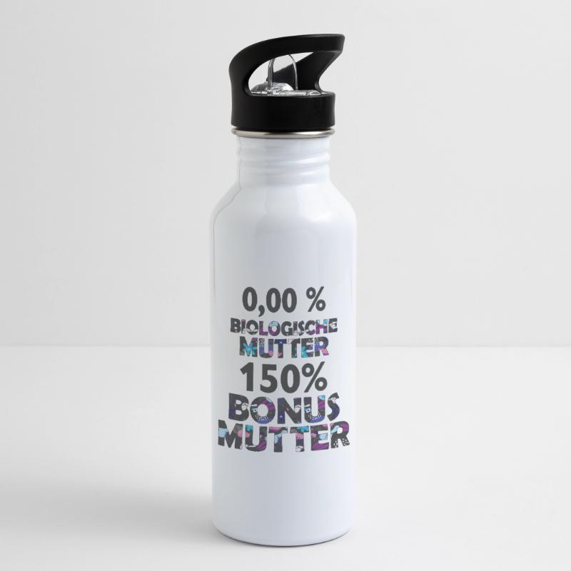 Mutter Mama Bonus Stiefmutter Muttertag Geschenk Trinkflasche mit integriertem Trinkhalm