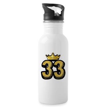 33 Zahl Krone - Trinkflasche mit integriertem Trinkhalm - Weiß - Rechts