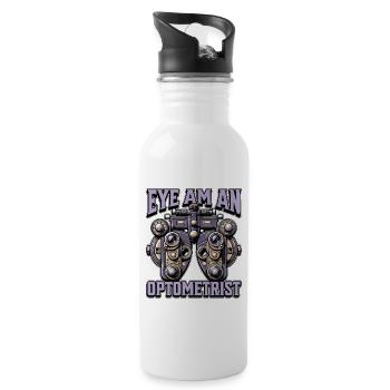 Optometrist Eye Am An Optometrist Ophthalmologist - Water bottle with straw - white - Right