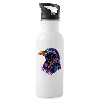 Raven, Crow, Bird, Raven Crow, Jackdaw, Black Raven - Water bottle with straw - white - Right