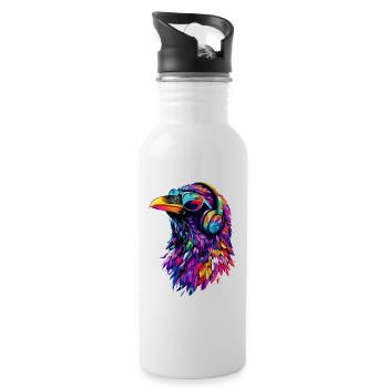 Raven, Crow, Bird, Raven Crow, Jackdaw, Black Raven - Water bottle with straw - white - Right