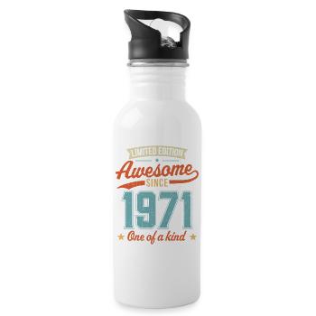Awesome Since 1971 - Water bottle with straw - white - Right