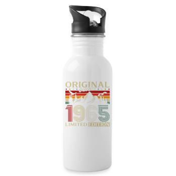 60. Geburtstag Original Oktober Jahrgang 1965 - Trinkflasche mit integriertem Trinkhalm - Weiß - Rechts