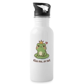 Kissing Frog King – Kiss Me or Not - Water bottle with straw - white - Right