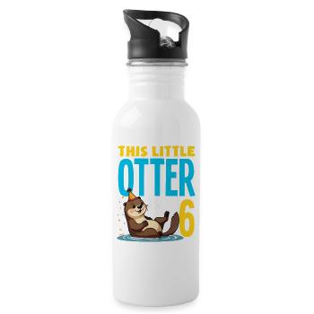 This Otter Is 6 - Cute Birthday Motif - Water bottle with straw - white - Right