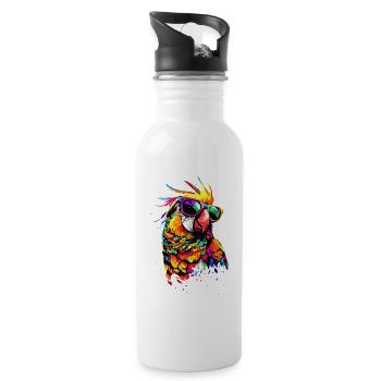 Papagei Ara Sittich Kakadu Liebhaber Papageien - Trinkflasche mit integriertem Trinkhalm - Weiß - Rechts