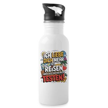 Ich Liebe Dich Mehr Als Reisen Humor - Trinkflasche mit integriertem Trinkhalm - Weiß - Rechts