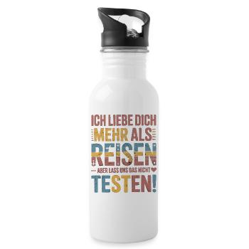 Ich Liebe Dich Mehr Als Reisen Humor - Trinkflasche mit integriertem Trinkhalm - Weiß - Rechts
