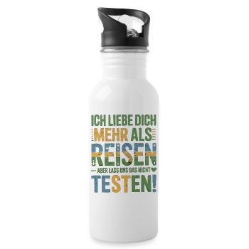 Ich Liebe Dich Mehr Als Reisen Humor - Trinkflasche mit integriertem Trinkhalm - Weiß - Rechts