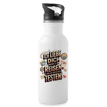 Ich Liebe Dich Mehr Als Reisen Humor - Trinkflasche mit integriertem Trinkhalm - Weiß - Rechts