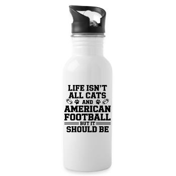 Football Saying Cats Funny Football Gift - Water bottle with straw - white - Right
