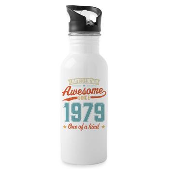 Awesome Since 1979 - Water bottle with straw - white - Right