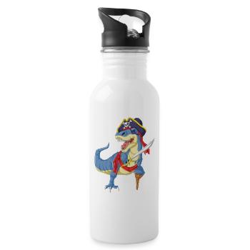 Pirate T-Rex Dinosaure T-shirt drôle - Gourde avec paille intégrée - blanc - Droite