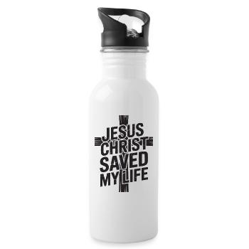 Jesus Christ saved my life - Water bottle with straw - white - Right