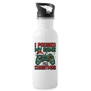 Christmas Gamer Fun Gaming Odds - Water bottle with straw - white - Right